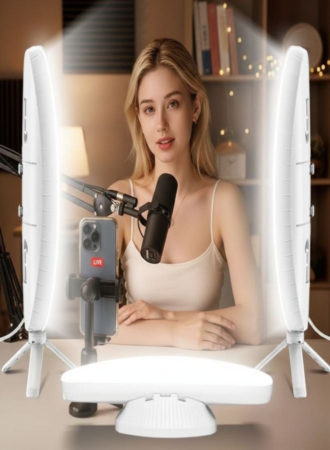 زيسكوير مصباح سيلفي مكتبي بتقنية LED لتسجيل البودكاست والفيديو - إضاءة مكتبية قابلة لتعديل السطوع للمكياج، واليوتيوب، والبث المباشر، وإنشاء المحتوى - Image 4